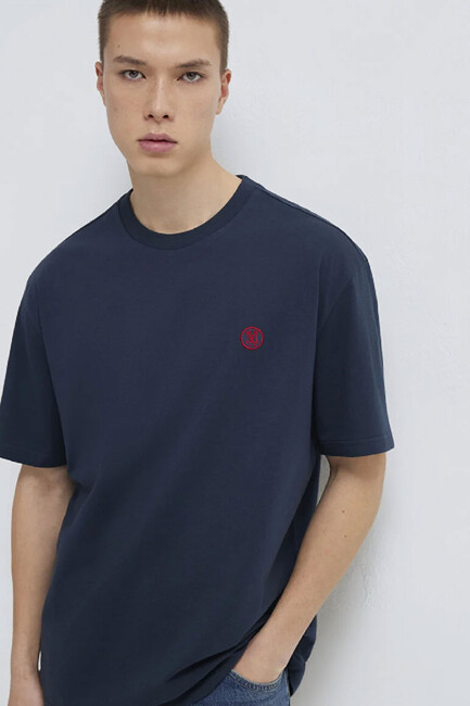 Erkek Logo Nakışlı Tişört 067074-33207 Lacivert (1)