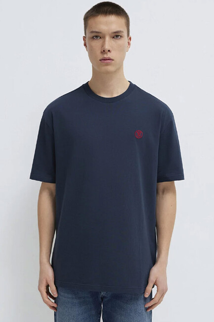 Erkek Logo Nakışlı Tişört 067074-33207 Lacivert (3)
