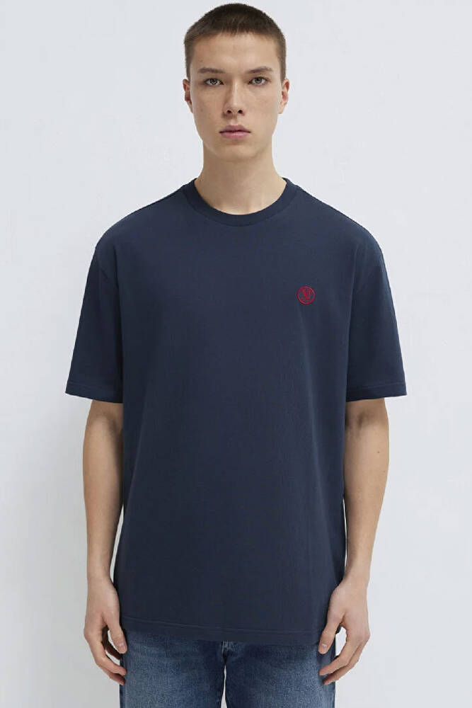 Erkek Logo Nakışlı Tişört 067074-33207 Lacivert 