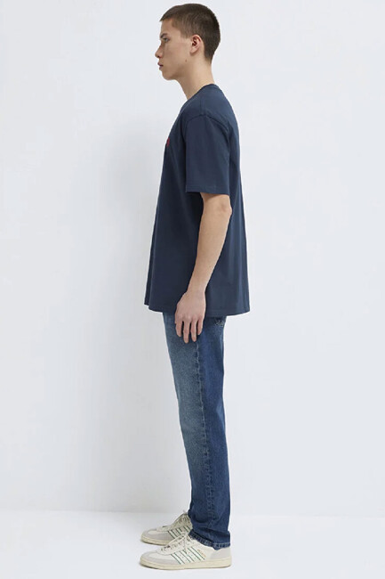 Erkek Logo Nakışlı Tişört 067074-33207 Lacivert - Thumbnail