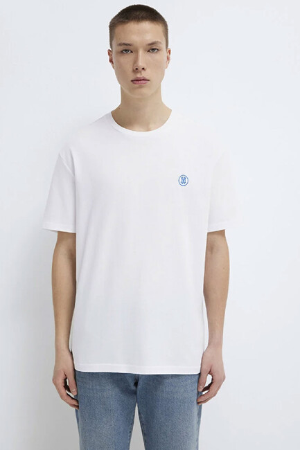 Erkek Logo Nakışlı Tişört 067074-620 Beyaz - Thumbnail