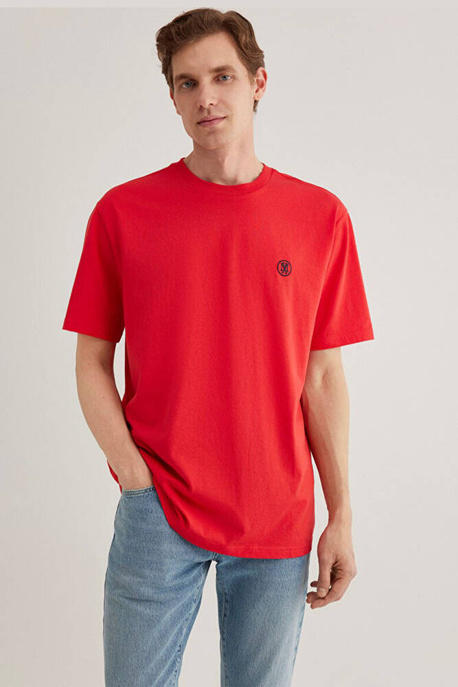 Erkek Logo Nakışlı Tişört 067074-70471 Kırmızı 