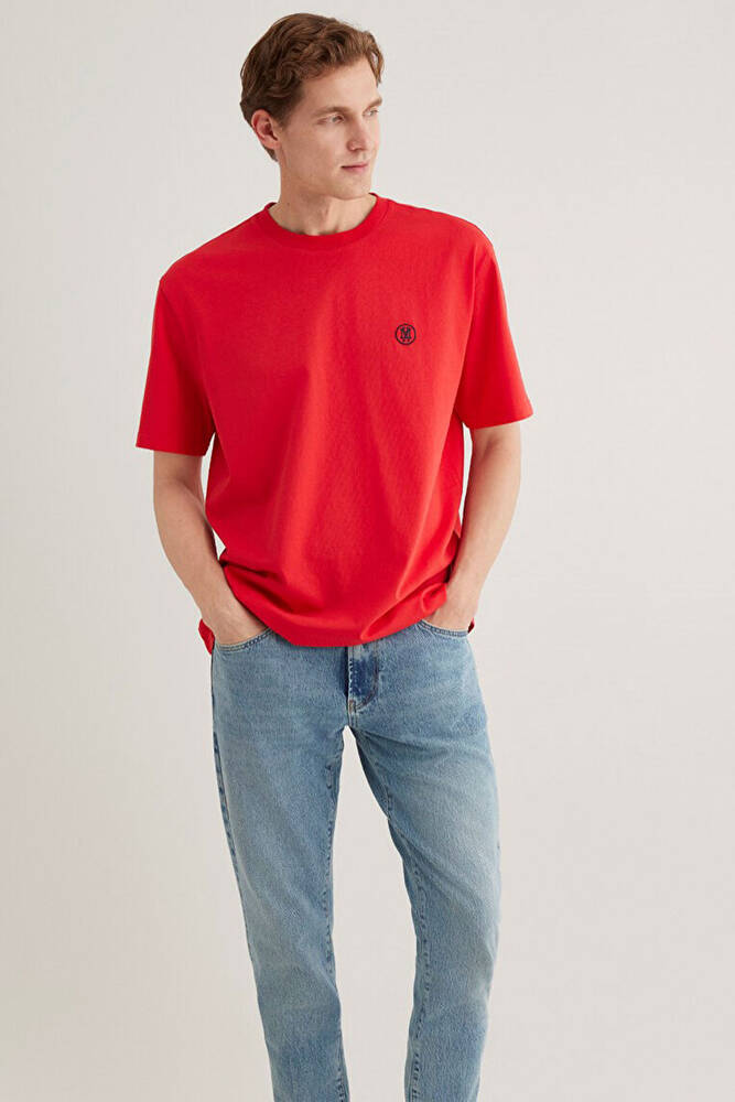 Erkek Logo Nakışlı Tişört 067074-70471 Kırmızı 