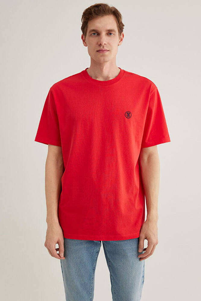 Erkek Logo Nakışlı Tişört 067074-70471 Kırmızı 