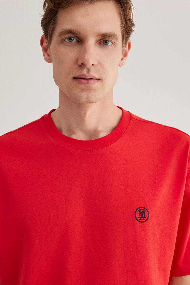 Erkek Logo Nakışlı Tişört 067074-70471 Kırmızı 