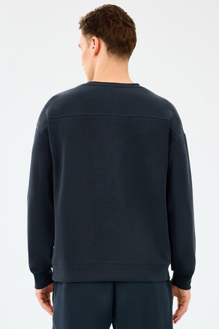 Erkek Loose Crewneck Sweat S2510041-3817 Siyah (3)