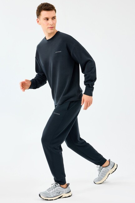 Erkek Loose Crewneck Sweat S2510041-3817 Siyah - Thumbnail