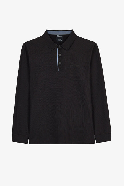 Erkek Ls Waffle Polo Tişört S2620148-3817 Siyah (1)