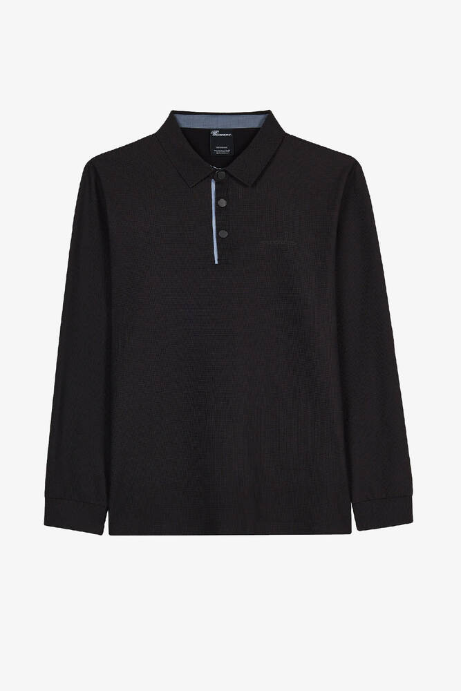 Erkek Ls Waffle Polo Tişört S2620148-3817 Siyah 