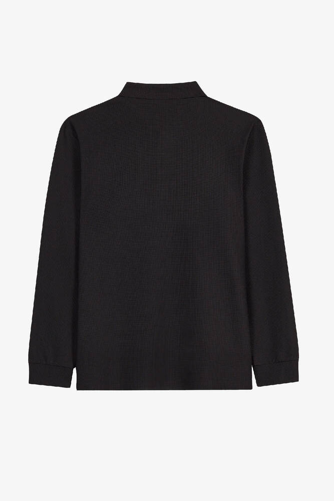 Erkek Ls Waffle Polo Tişört S2620148-3817 Siyah 