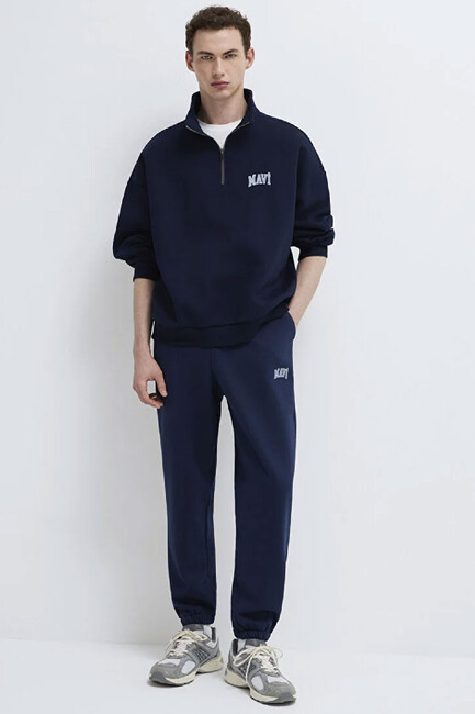 Erkek Mavi Baskılı Eşofman Alt 0010207-70497 Lacivert (1)