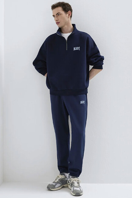 Erkek Mavi Baskılı Eşofman Alt 0010207-70497 Lacivert (2)