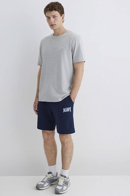 Erkek Mavi Baskılı Şort 0410224-70497 Lacivert (1)