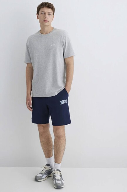 Erkek Mavi Baskılı Şort 0410224-70497 Lacivert (3)