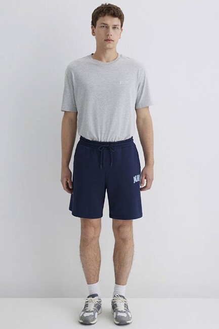 Erkek Mavi Baskılı Şort 0410224-70497 Lacivert - Thumbnail