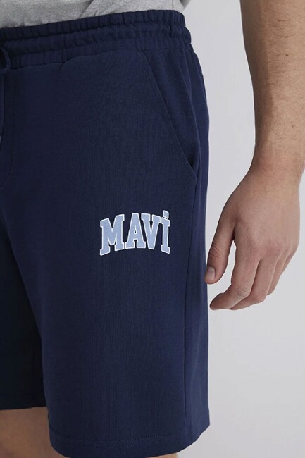Erkek Mavi Baskılı Şort 0410224-70497 Lacivert - Thumbnail