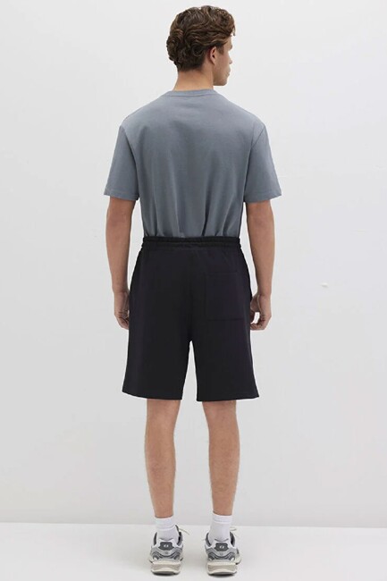 Erkek Mavi Baskılı Şort 0410224-900 Siyah - Thumbnail