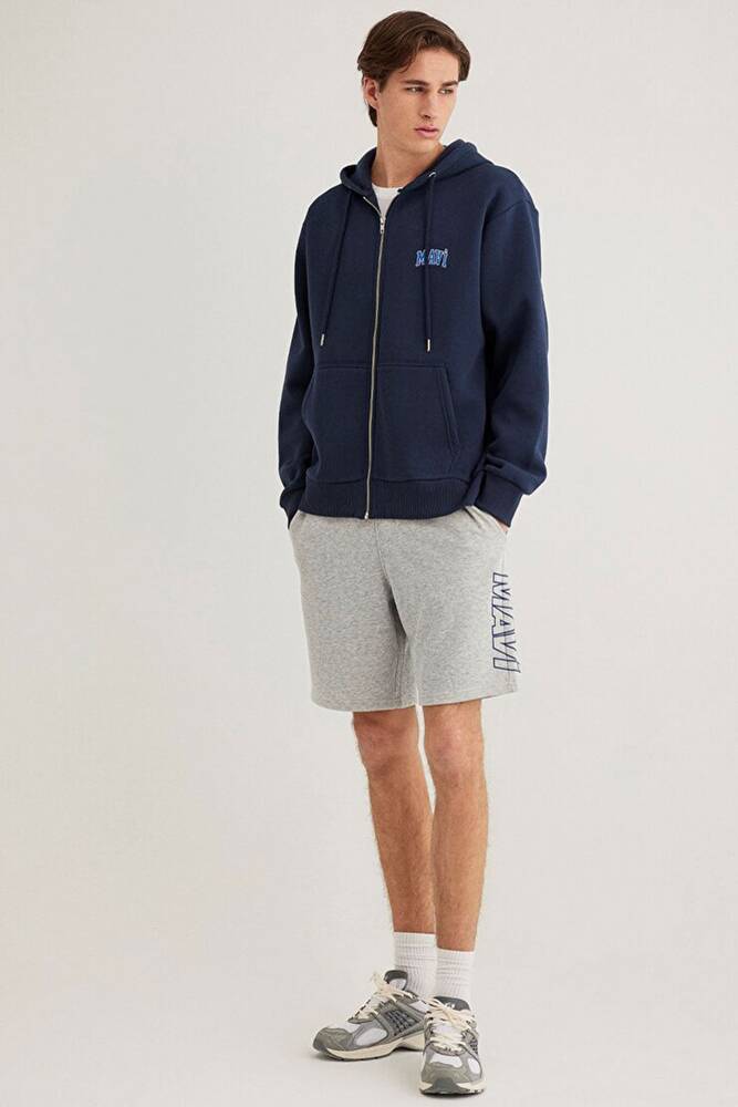 Erkek Mavi Baskılı Şort 0410225-80196 Gri 