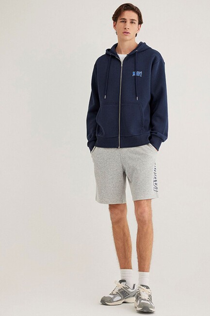 Erkek Mavi Baskılı Şort 0410225-80196 Gri (2)