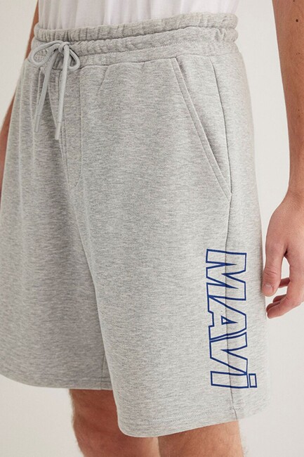 Erkek Mavi Baskılı Şort 0410225-80196 Gri - Thumbnail