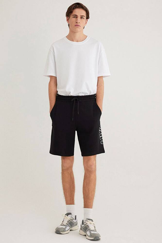 Erkek Mavi Baskılı Şort 0410225-900 Siyah 