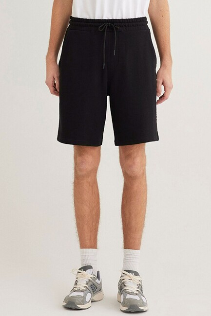 Erkek Mavi Baskılı Şort 0410225-900 Siyah - Thumbnail