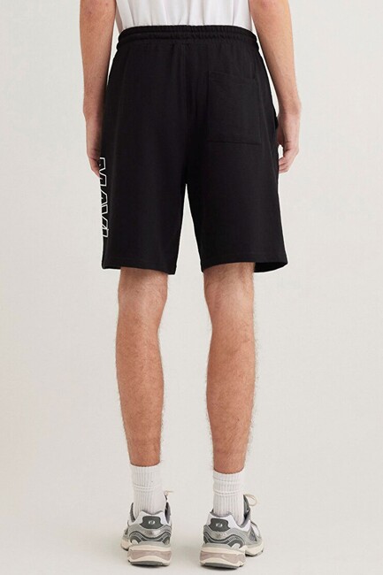 Erkek Mavi Baskılı Şort 0410225-900 Siyah - Thumbnail