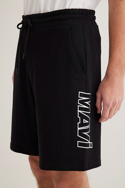 Erkek Mavi Baskılı Şort 0410225-900 Siyah - Thumbnail