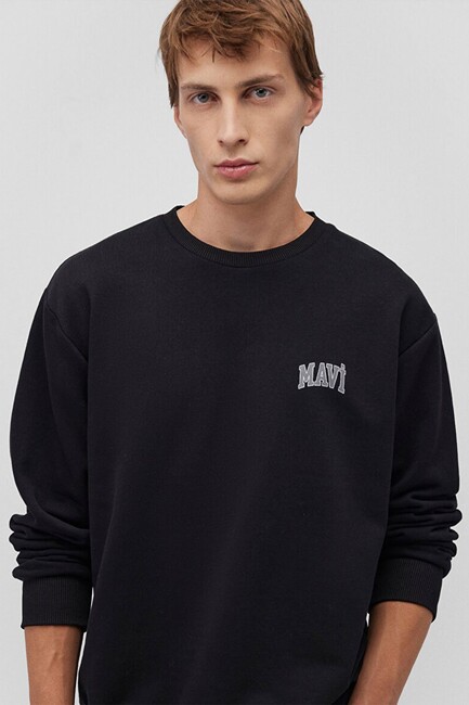 Erkek Mavi Baskılı Sweat 0611716-900 Siyah (2)