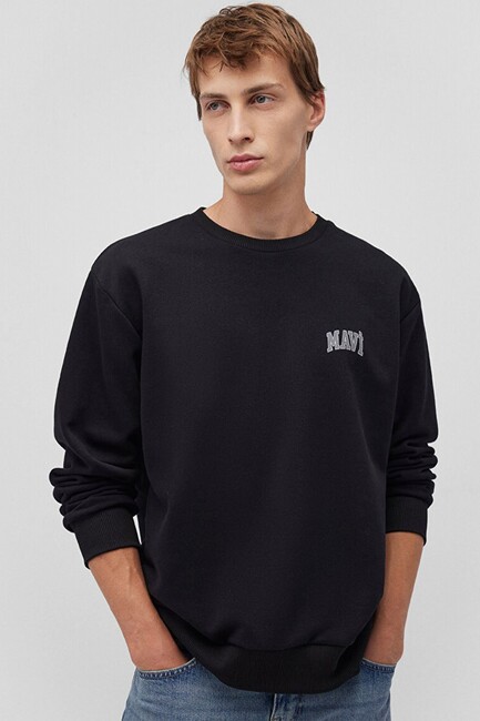 Erkek Mavi Baskılı Sweat 0611716-900 Siyah (3)