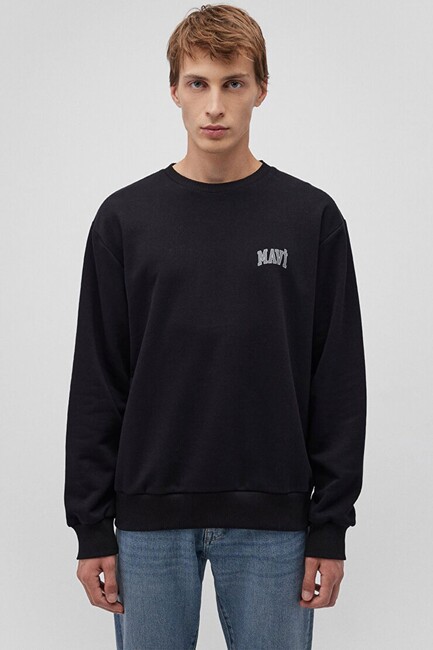 Erkek Mavi Baskılı Sweat 0611716-900 Siyah (1)