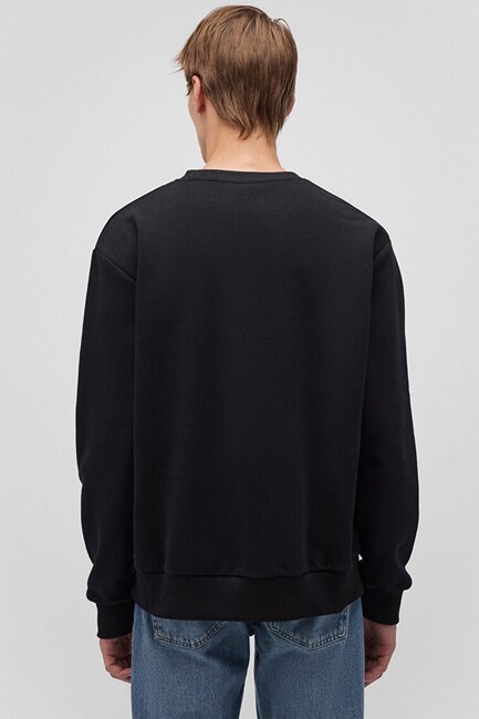 Erkek Mavi Baskılı Sweat 0611716-900 Siyah - Thumbnail