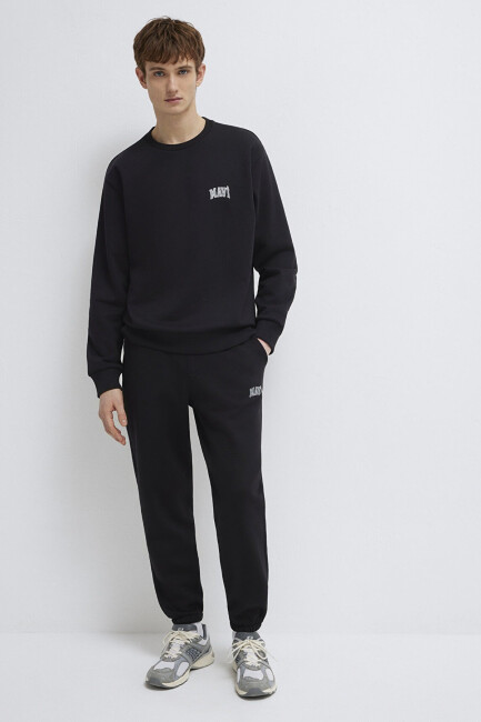 Erkek Mavi Baskılı Sweat 0611716-900 Siyah  (1)
