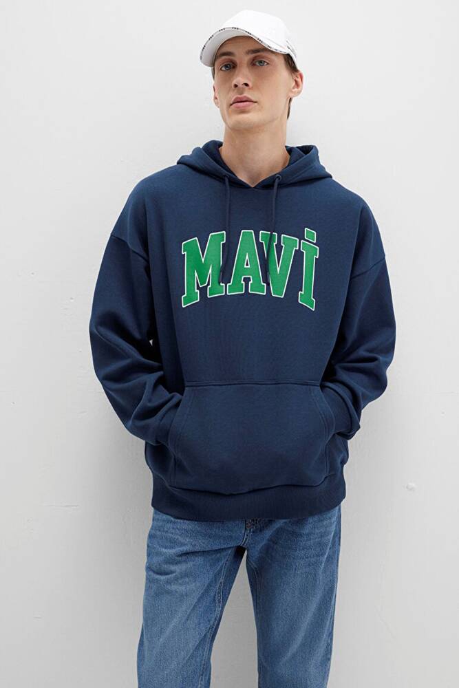 Erkek Mavi Baskılı Sweat 067149-29743 Lacivert 