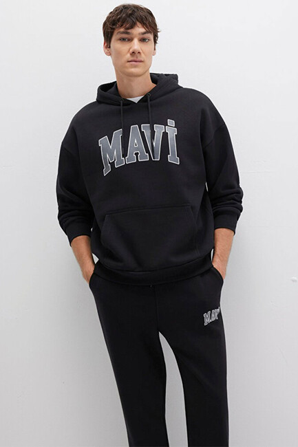 Erkek Mavi Baskılı Sweat 067149-902 Siyah - Thumbnail