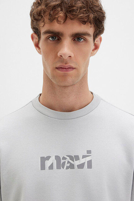 Erkek Mavi Baskılı Sweat 0S10402-70075 Gri - Thumbnail