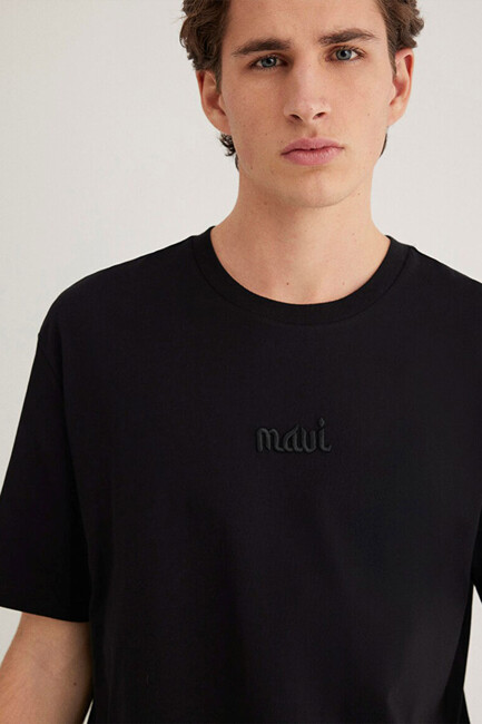 Erkek Mavi Baskılı Tişört 0610100-900 Siyah (2)