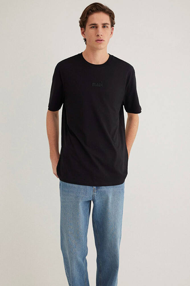 Erkek Mavi Baskılı Tişört 0610100-900 Siyah 