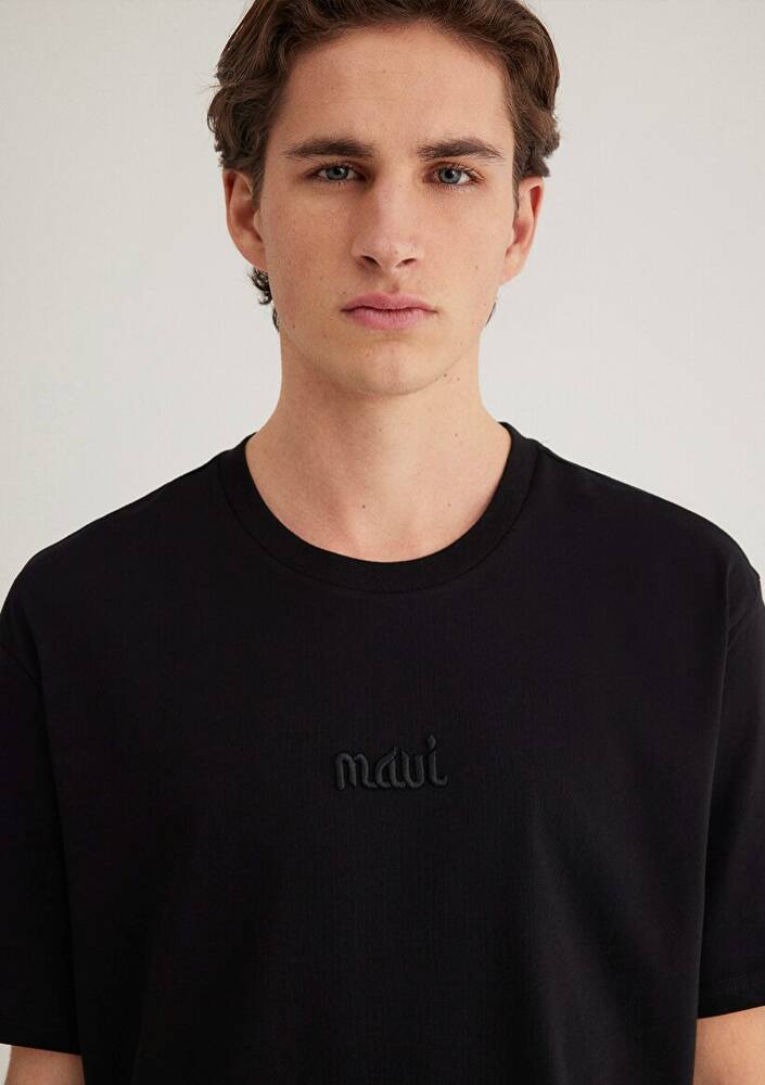 Erkek Mavi Baskılı Tişört 0610100-900 Siyah 