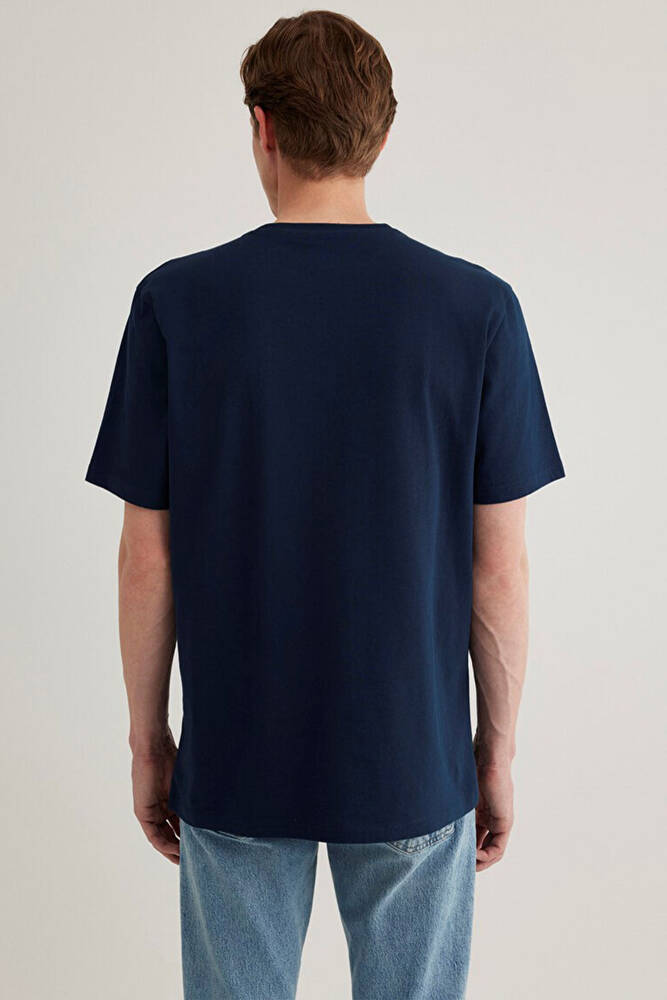 Erkek Mavi Baskılı Tişört 0610635-70490 Lacivert 