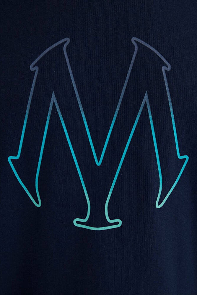 Erkek Mavi Baskılı Tişört 0610635-70490 Lacivert 