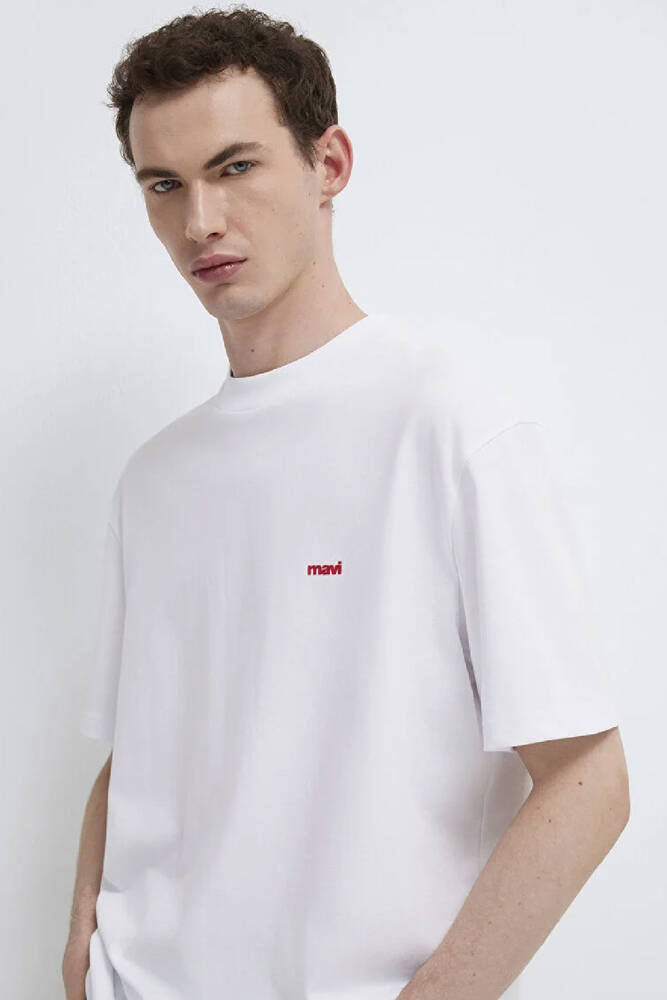 Erkek Mavi Baskılı Tişört 0612216-620 Beyaz 