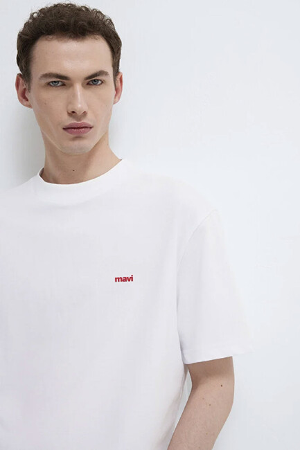 Erkek Mavi Baskılı Tişört 0612216-620 Beyaz (3)