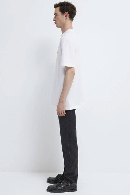 Erkek Mavi Baskılı Tişört 0612216-620 Beyaz - Thumbnail