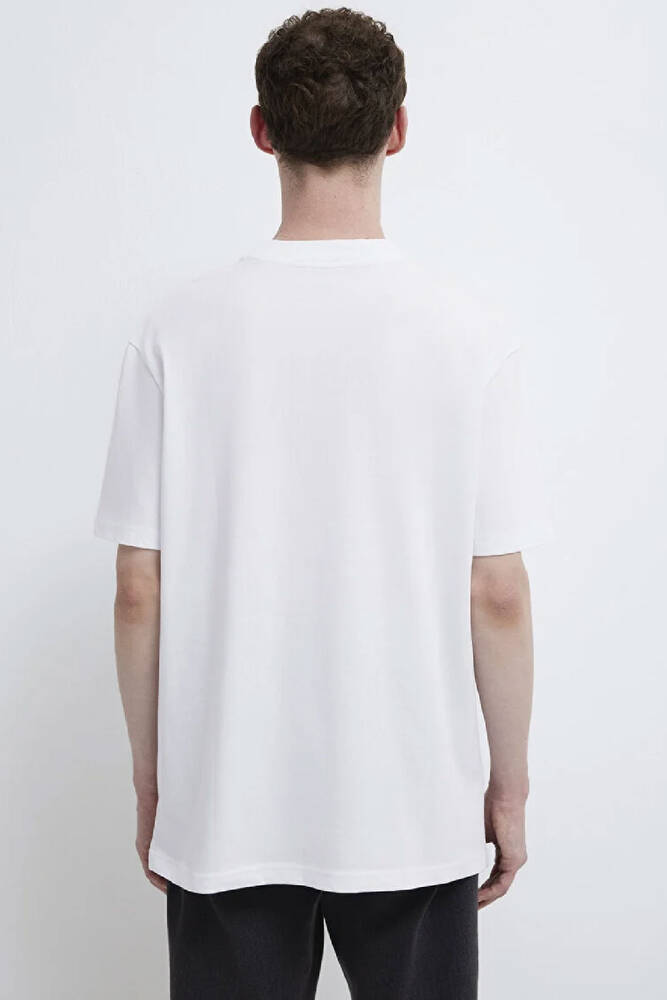 Erkek Mavi Baskılı Tişört 0612216-620 Beyaz 