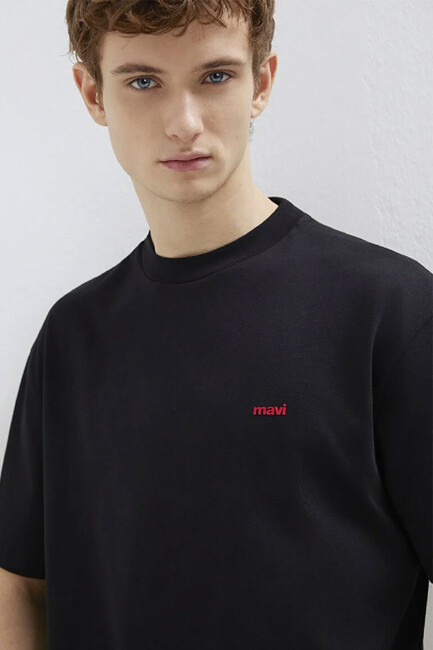 Erkek Mavi Baskılı Tişört 0612216-900 Siyah (2)