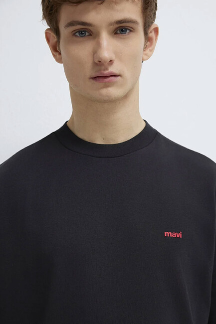 Erkek Mavi Baskılı Tişört 0612216-900 Siyah - Thumbnail