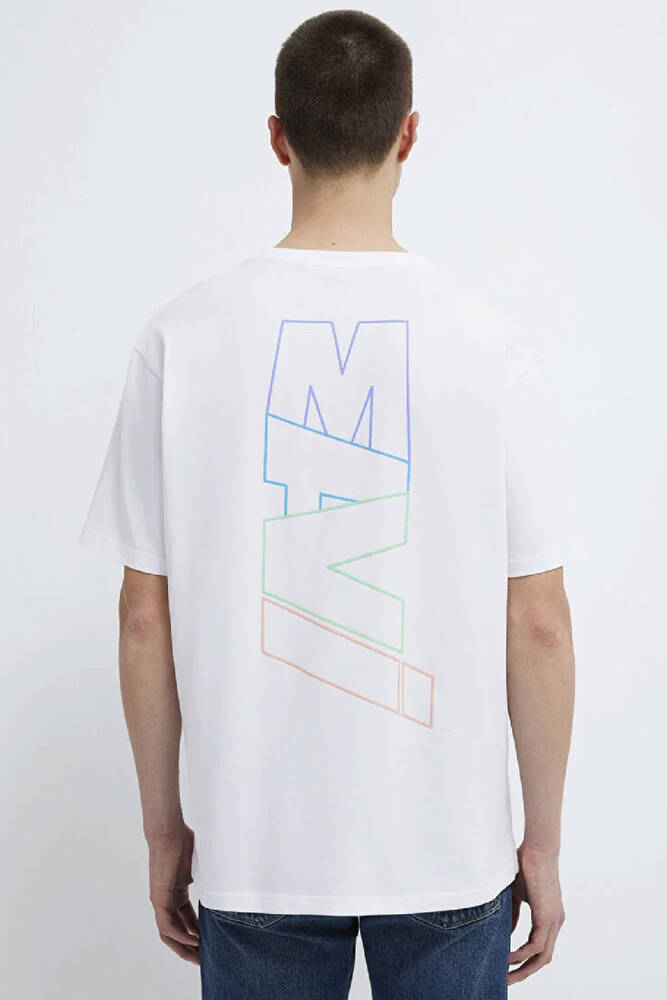 Erkek Mavi Baskılı Tişört 0612350-620 Beyaz 