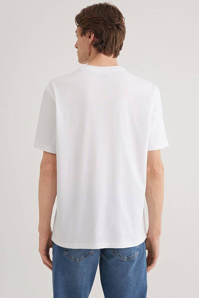 Erkek Mavi Baskılı Tişört 0612468-620 Beyaz 