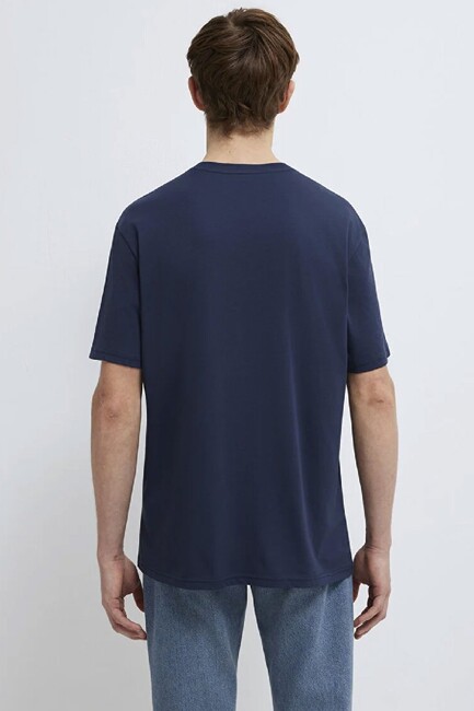 Erkek Mavi Baskılı Tişört 0612468-70490 Lacivert - Thumbnail